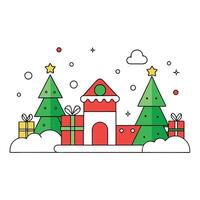 Modern and abstract christmas scene background with red and green colors vector