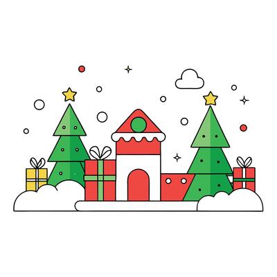 Modern and abstract christmas scene background with red and green colors