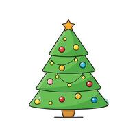 A close up of a christmas tree with a blurry background and boke of lights in the foreground. vector