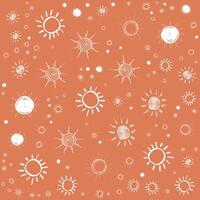 Hand Drawn Suns Seamless Pattern vector