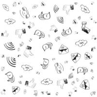 Social media doodles. Social network, internet, computer technology, digital marketing vector