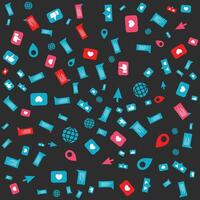 Social media doodles. Social network, internet, computer technology, digital marketing vector