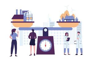Carbon offset compensation to reduce CO2 flat style illustration design vector