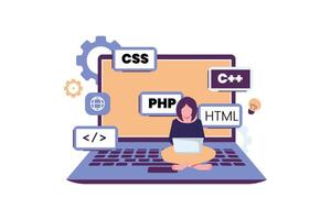 Developing programming and coding technologies and engineering development. flat illustration vector