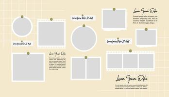 Pictures or photos frame collage layout abstract photo frames and digital photo wall template vector
