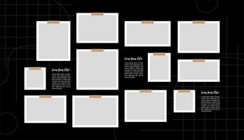 Pictures or photos frame collage comics page grid layout abstract photo frames and digital photo wall template vector