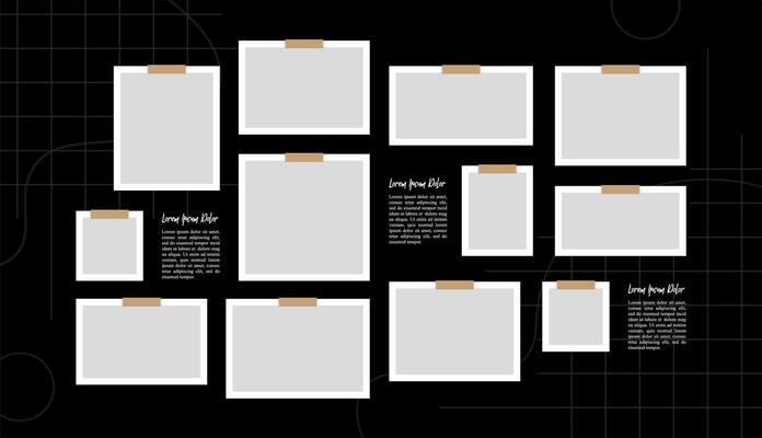 Pictures or photos frame collage comics page grid layout abstract photo frames and digital photo wall template