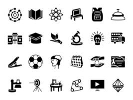 EDUCATION ICON DESIGN SET ART LINE FILL BLACK COLOR vector