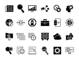 SEO AND WEB OPTIMIZATION ICON DESIGN SET ART LINE STROKE BLACK COLOR vector