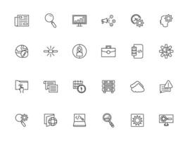 SEO AND WEB OPTIMIZATION ICON DESIGN SET ART LINE STROKE BLACK COLOR vector