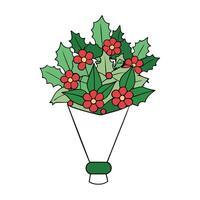 Christmas floral bouquet with copy space and plain background vector