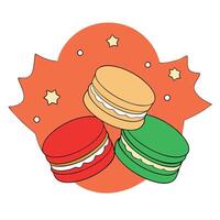 Festive christmas macarons in abstract arrangement. flat lay vector