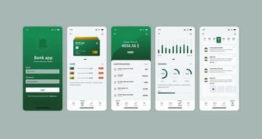 App mobile template for finances. Bank app UI UX. vector