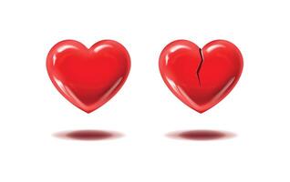 heart whole and broken, broken. Isolated. vector