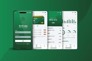 Mobile bank app UI UX. App template for finances. vector