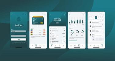 Bank app dashboard Ui kit. Finances. vector