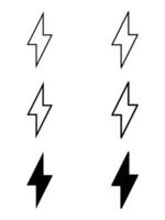 Lightning Bolt Icon Variations Line Filled Style. Flash Power Icon Set. Electric Icon . Power Icon. Energy Sign vector
