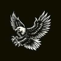 eagle with wings spread on black background vector