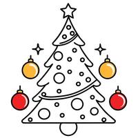 A close up of a christmas tree with red and gold baubles on it and blurry lights in the background. vector