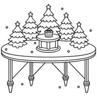 Christmas empty wooden table top for product display with winter wonderland background vector