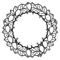 A christmas wreath with lights on a dark background with a place for the text. vector