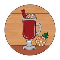 Mulled wine on a wooden background. product. Christmas background. place for text vector