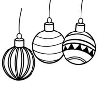 Christmas ornament balls in red and white colors hanging in line on white and transparent background vector