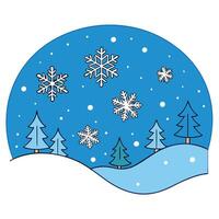 Abstract christmas background with snowflakes and snowfall on a cold blue winter background vector