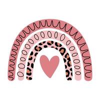 Boho Rainbow with Leopard Print and Heart vector