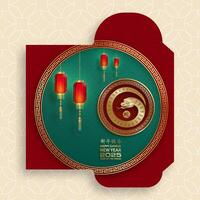 Chinese new year 2025 lucky red envelope money pocket on color background for the year of the Snake vector