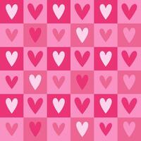 Seamless checkered pink pattern with hearts. graphics. vector