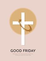 Good friday background with cross and crown of thorns illustration vector
