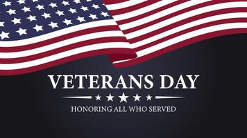 happy Veteran's Day with Fluttering American flag on the background illustration vector