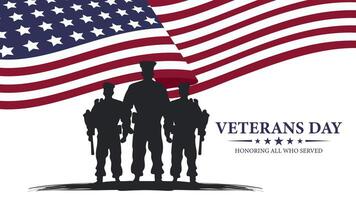 Veterans Day with Fluttering American flag on the background illustration vector