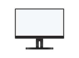 Thin frame monitor mock up icon in flat style. Computer display illustration on isolated background. Electronic gadget sign business concept. vector