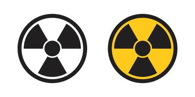 Radioactive material warning icon in flat style. Radiation danger illustration on isolated background. Caution sign business concept. vector