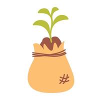 Seedling in a bag isolated on a white background vector