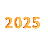 illustration of text number year 2025, text effect happy new year 2025, isolated with transparent background png