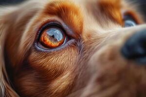 Cocker spaniel dog showing its beautiful brown eyes and fur photo