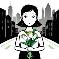 girl with back and white color vector