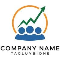 A logo for a finance company that has people in the middle of an arrow. vector