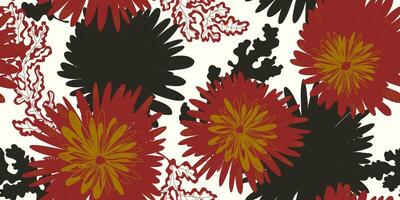 a red and black floral pattern on a white background vector
