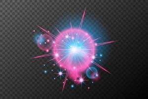 a pink glowing light with stars on a background vector
