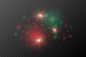 Red and Green Festive Light Burst with Glowing Particles vector