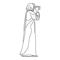 One line drawing of a woman in a hijab vector