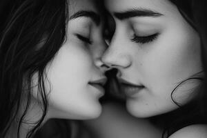 Two young women sharing a moment of intimacy and affection photo