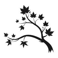 Black and white maple tree branch silhouette vector