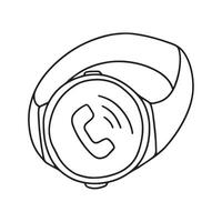 Smartwatch with calling icon on screen hand drawn sketch vector