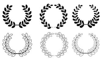 Set of Wreath, Laurel Wreaths Collection, Chaplets Set, Decorative Elements, Black, Outline, Isolated vector