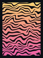 Retro Background with Wavy Color Lines, Gradient Psychedelic Art, Minimalism, Aesthetic, Groovy Poster, Stripes, Vintage vector